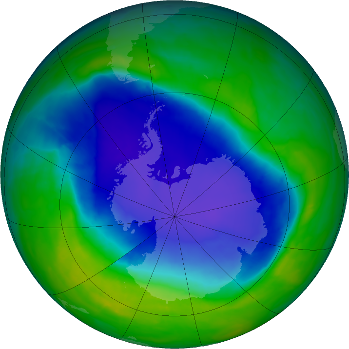 Antarctic ozone map for 17 November 2015